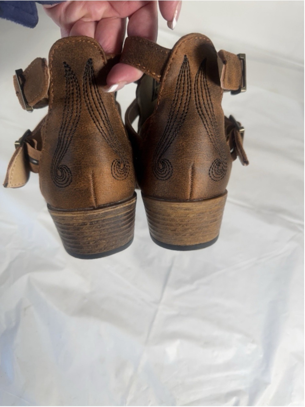 Roper Willa Embroidery Snip Toe Cowboy Booties Brown Casual Boots Size 6 New - Picture 6 of 10